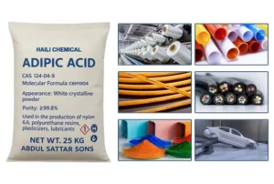 Промышленное применение адипиновой кислоты (Adipic Acid, CAS 124-04-9): используется в производстве нейлона 66, покрытий и пластификаторов ПВХ.