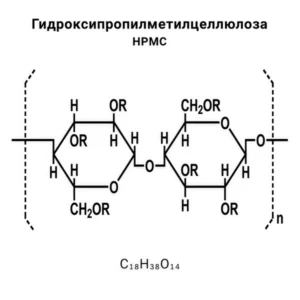 Молекулярная структура гидроксипропилметилцеллюлозы (ГПМЦ) — C₁₈H₃₈O₁₄